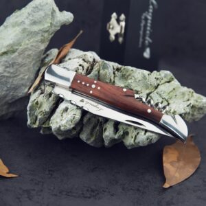 LAGUIOLE BY FLYINGCOLORS Folding Pocket Knife. Stainless Steel, Built in Corkscrew. (Wood)