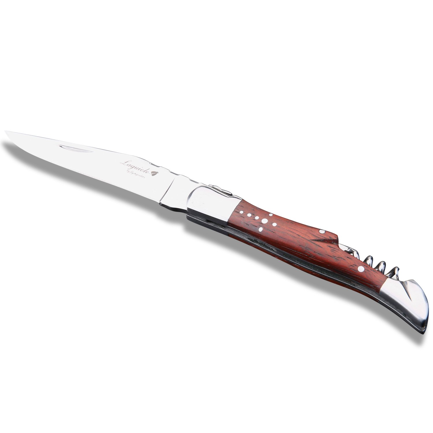 LAGUIOLE BY FLYINGCOLORS Folding Pocket Knife. Stainless Steel, Built in Corkscrew. (Wood)