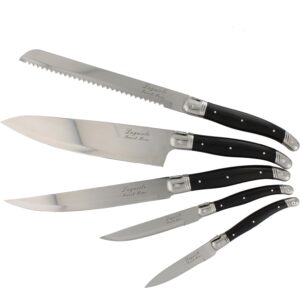 french home, llc 5 piece laguiole kitchen knife set, black