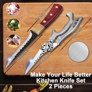 Poultry Knife and Kitchen Shears Heavy Duty, Multipurpose Poultry Shears High Carbon Stainless Steel Fillet Knife Meat Cleaver Forged Chef Knives for Meat, Fish, Deboning, Vegetables