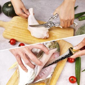 Poultry Knife and Kitchen Shears Heavy Duty, Multipurpose Poultry Shears High Carbon Stainless Steel Fillet Knife Meat Cleaver Forged Chef Knives for Meat, Fish, Deboning, Vegetables