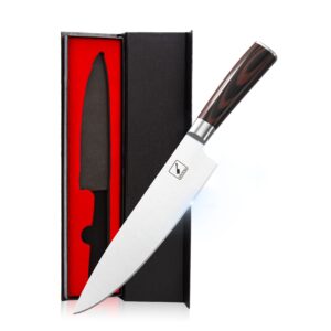 imarku chef knife - pro kitchen knife 8 inch chef's knives japanese sus440a stainless steel sharp paring knife with ergonomic handle (brown handle)