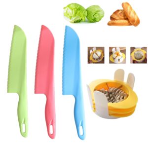 jawbush salad utensils, includes professional lettuce knife to prevent browning and 3 in 1 egg slicer with stainless steel blades