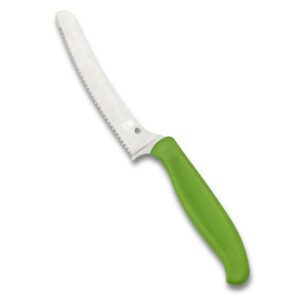 spyderco z-cut kitchen knife with 4.3" blunt tip cts bd1n stainless steel blade and durable green polypropylene handle - spyderedge - k13sgn
