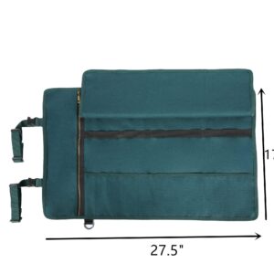 Heavy Duty Waxed Canvas, Multi-Purpose Knife Case With 11 Slots, Durable Handle, Elastic Band (Dark Green)