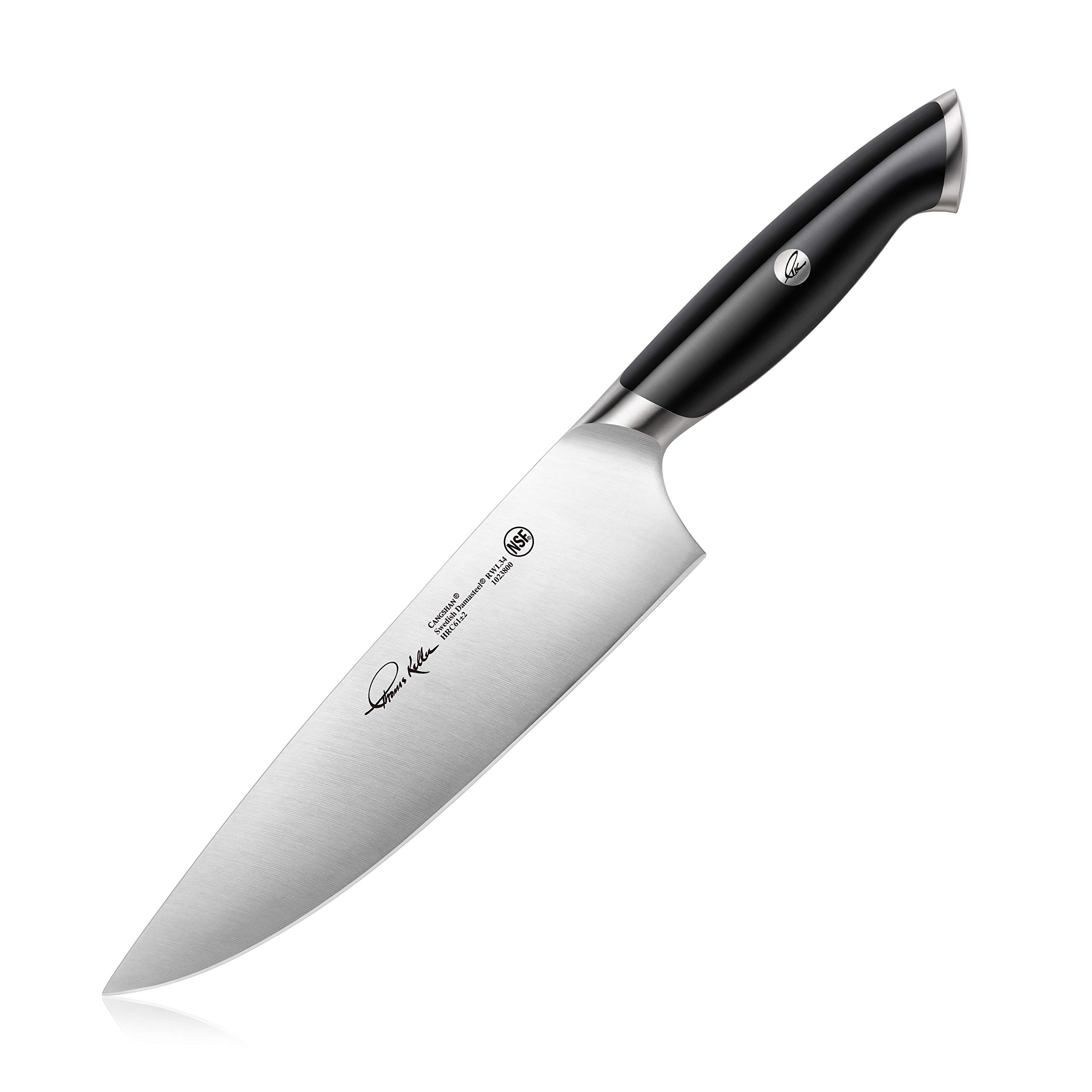 Cangshan Thomas Keller Signature Collection Swedish Powder Steel Forged, 8-Inch Chef Knife, Black