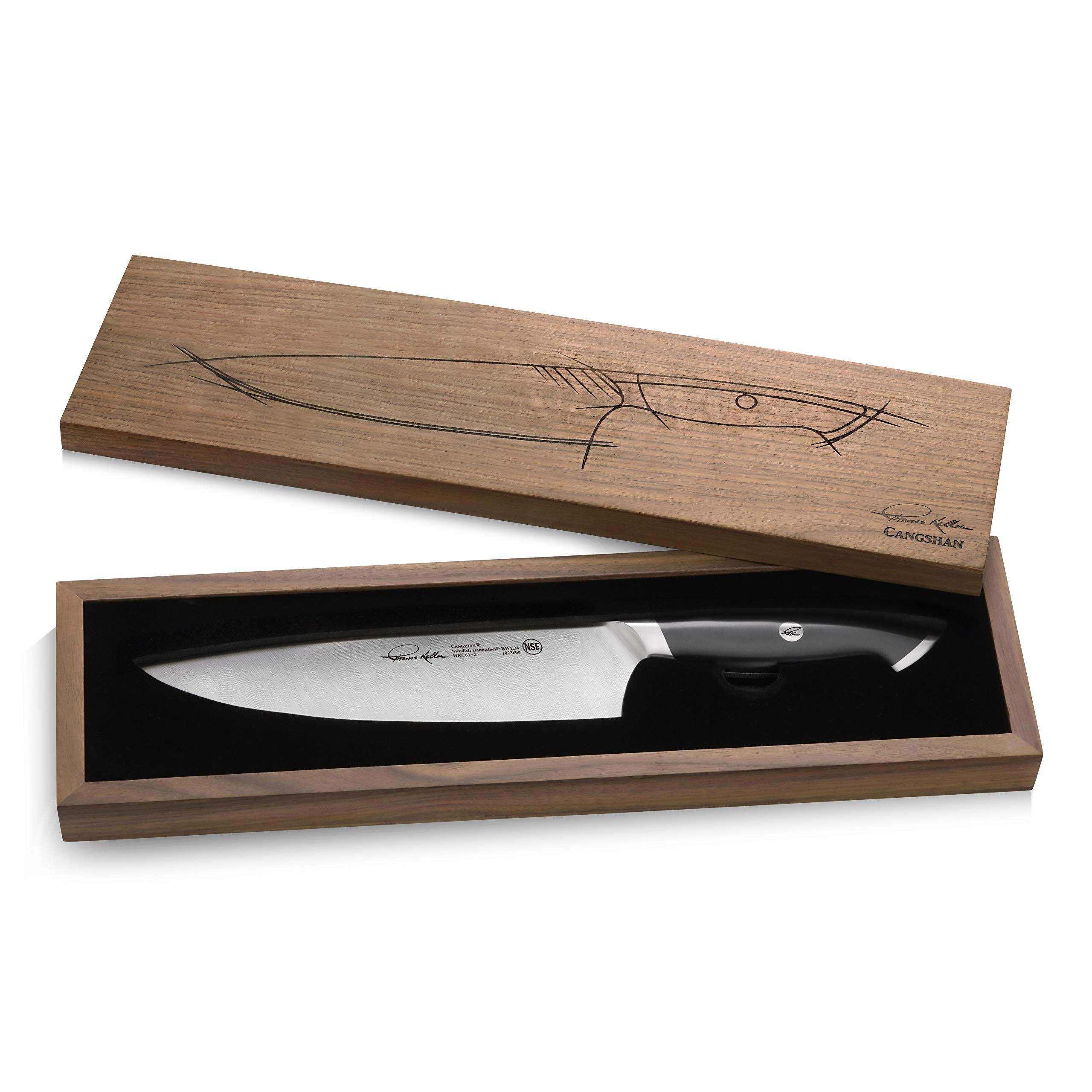 Cangshan Thomas Keller Signature Collection Swedish Powder Steel Forged, 8-Inch Chef Knife, Black