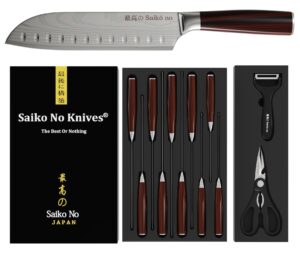 saiko no 12pcs – home professional chefs knife set – ultra sharp 440c stainless steel kitchen knife set – japanese knife set with pakkawood handle – professional knife set in gift box