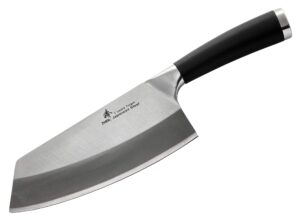 zhen japanese vg-10 3-layer forged high carbon stainless steel light vegetable chopping chef knife/cleaver, 7-inch, tpr handle