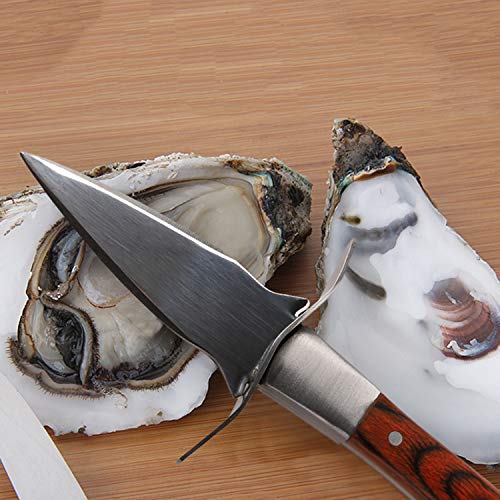Oyster Knife Shucker Set Clam Shellfish Seafood Opener Tools 2 Oyster Shucking Knife 2 Gloves and Leather Sheath