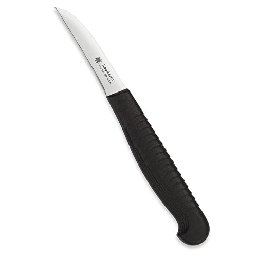 Spyderco Mini Paring Kitchen Knife with 2.25" Stainless Steel Blade with Durable Black Polypropylene Handle - PlainEdge - K09PBK