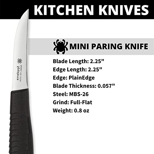 Spyderco Mini Paring Kitchen Knife with 2.25" Stainless Steel Blade with Durable Black Polypropylene Handle - PlainEdge - K09PBK