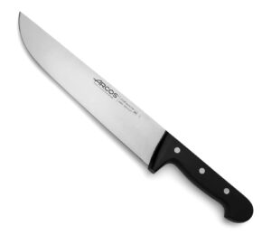 arcos butcher knife 10 inch nitrum stainless steel and 250 mm blade. 353 gr. professional cleaver knife. ergonomic polyoxymethylene pom handle. series universal. color black