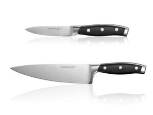 linoroso classic 2-piece cooking knife set | 2-piece german knife set with 8" chef's knife & 3.5" paring knife | ultra sharp forged german high carbon stainless steel kitchen cook's knife set