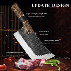 univinlions Meat Cleaver Butcher Knife Bone Cleaver Knife Heavy Duty Bone Chopper Knife with a Sheath for Kitchen Outdoor Birthday Christmas Gift Idea Men