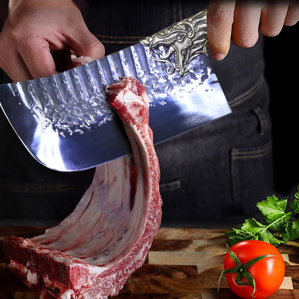 univinlions Meat Cleaver Butcher Knife Bone Cleaver Knife Heavy Duty Bone Chopper Knife with a Sheath for Kitchen Outdoor Birthday Christmas Gift Idea Men