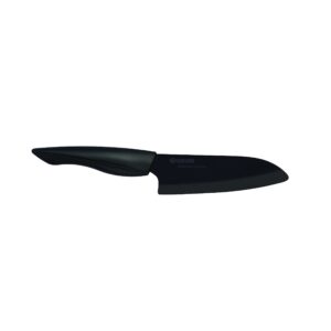 kyocera innovation series ceramic 5.5" santoku knife, with soft touch ergonomic handle-black blade, black handle