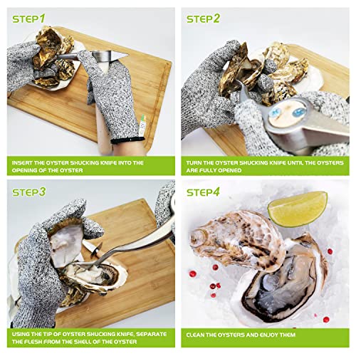 Fstcrt Oyster Knife Shucker, Oyster knife, Multipurpose picking oysters and Oyster shucker set, Oyster opener, Stainless steel oysters, shells and other seafood picking and shelling tools