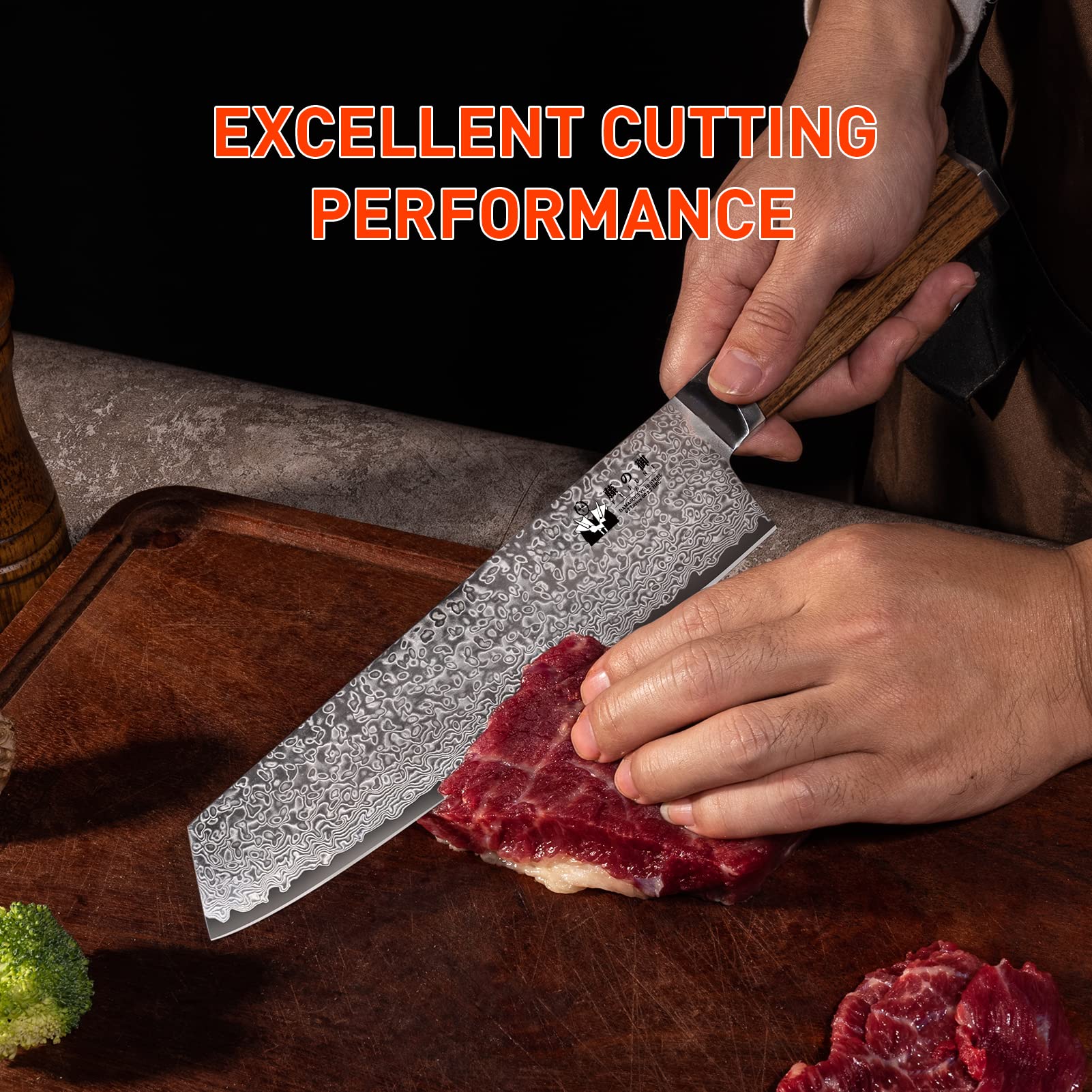 8 inch Damascus Kiritsuke Chef Knife, Peeling Knife 3.5-inch 67-Layer Damascus with VG10 Cutting Core,Full Tang Ergonomic Natural Wood Handle for Peeling