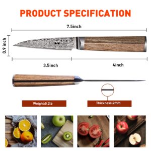 8 inch Damascus Kiritsuke Chef Knife, Peeling Knife 3.5-inch 67-Layer Damascus with VG10 Cutting Core,Full Tang Ergonomic Natural Wood Handle for Peeling