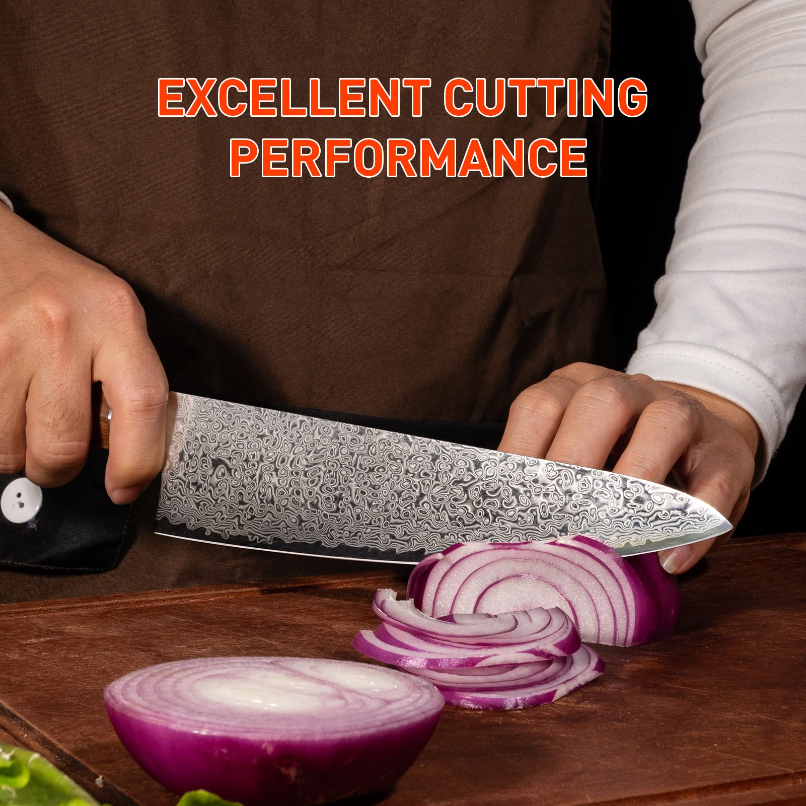 Damascus Steel Chef Knife 8 inch, Paring Knife 3.5 inch 67-Layer Damascus with VG10 Cutting Core Kitchen Knives with Full Tang Ergonomic Natural Wood Handle