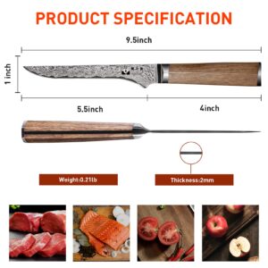 FUJUNI Damascus Chef Knife 8 inch, Boning Knife 5.5 inch VG-10 Cutting Core 67-Layer Damascus with Ergonomic Natural Wood handle, Gift Box