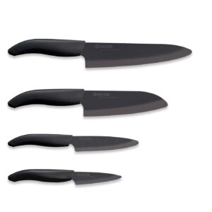 Kyocera Revolution Kitchen Knife Block Set, Blade Sizes: 7-inch, 5.5-inch, 4.5-inch, 3-inch, Black