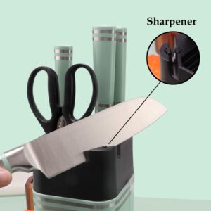 Kitchen Knife Set, Retrosohoo 5-Pieces Stainless Steel Full Tang Hollow Handle Knife Set for Kitchen, Green Sharp Knife Block Sets with Gift Box Good for Love Family Friends (Green)