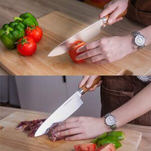 LANDOSAN Chef Knife 8 inch Precision Forged Kitchen Vegetable Chef's Knife High-Carbon Stainless Steel Blade Cook’s Knives Ergonomic Wood Handle Cutlery for Home Kitchen and Restaurant