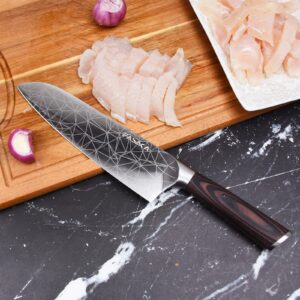 FASAKA 8 inch Santoku Knife, Japanese Chef Knife, Professional Knife for Kitchen, German High Carbon Stainless Steel Full Tang Handle Sharp Durable Kitchen Knife Ideal for Housewarming Gift