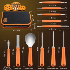 Ninonly Pumpkin Carving Kit, Professional 17Pcs Stainless Steel Pumpkin Knives Tools with Carrying Bag Pumpkin Carver Pumpkin Sculpting Set for Adults Kids Halloween Party Decorating Jack-O-Lanterns