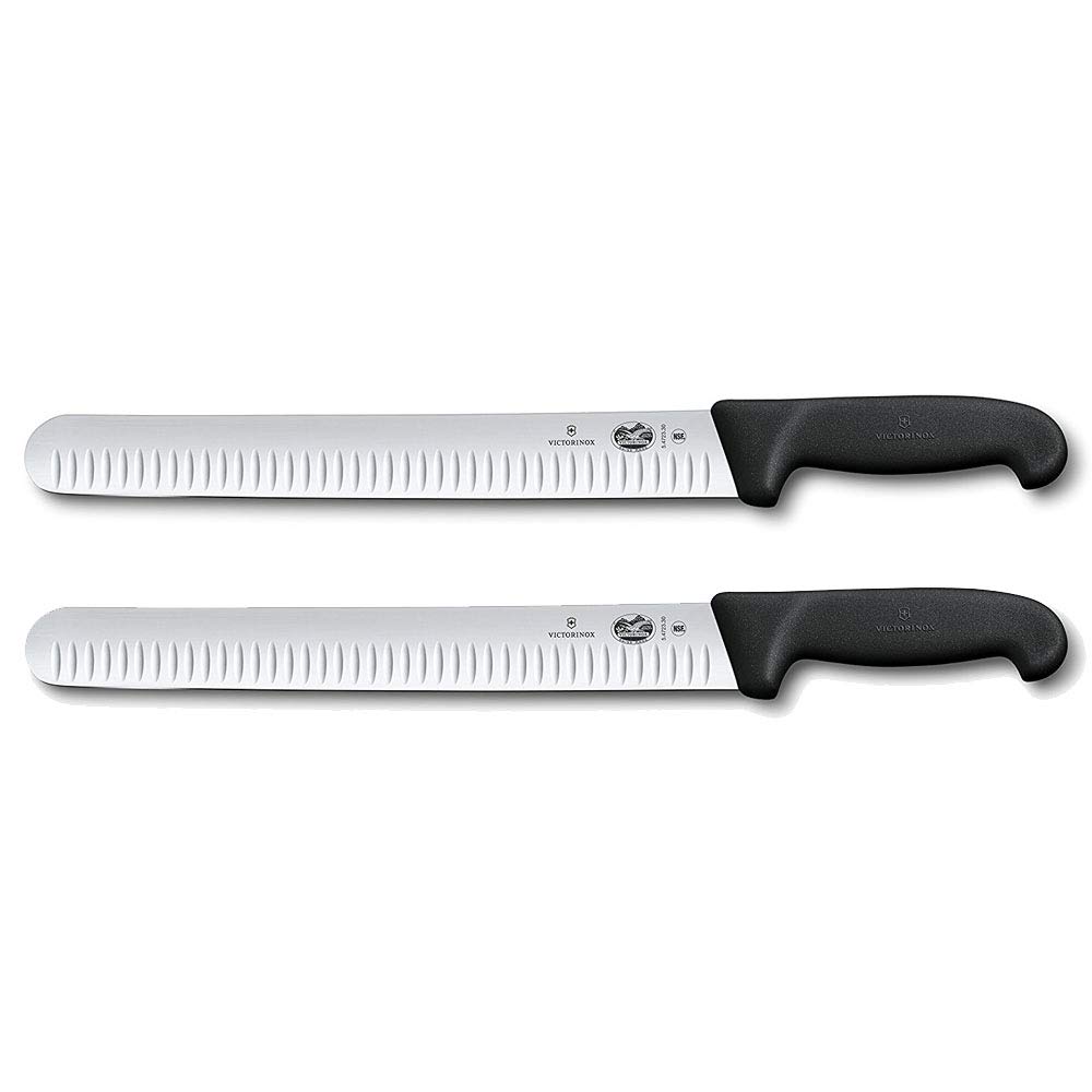 Victorinox 12-Inch Fibrox Pro Slicing Knife with Granton Blade, Quantity 2