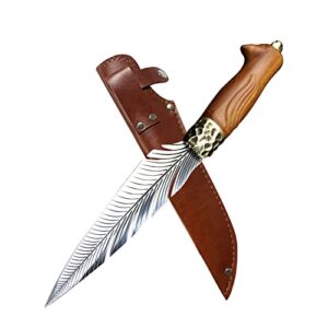 henwafx boning knife for meat cutting,viking knife,outdoor hunting camping barbecue with sheath, meat and fish fillet bbq knife hand forged