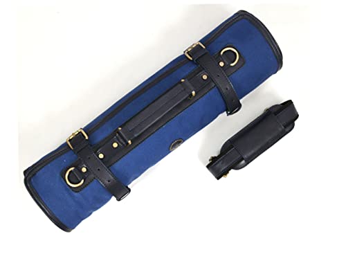 Leather Knife Roll Storage Bag, Elastic and Expandable 10 Pockets, Adjustable/Detachable Shoulder Strap, Travel-Friendly Chef Knife Case (Detroit, Canvas)