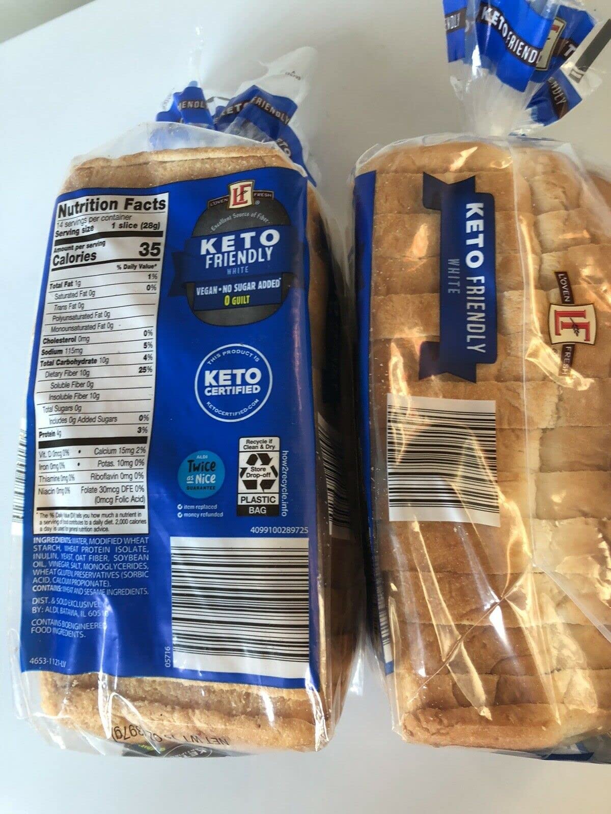 ALDI L’OVEN FRESH Keto Friendly White Bread 2 Loaves (WHITE)