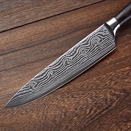 JINGYI 7 Inch Kitchen Knife, Asian Knife Japanese Chef Knife made of German High Carbon Stainless Steel, Ergonomic Handle, Ultra Sharp