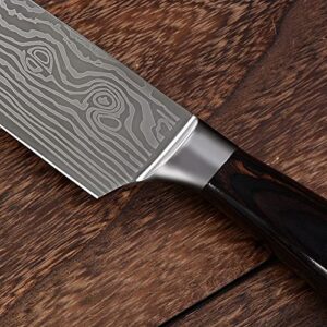 JINGYI 7 Inch Kitchen Knife, Asian Knife Japanese Chef Knife made of German High Carbon Stainless Steel, Ergonomic Handle, Ultra Sharp