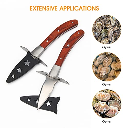 Set of 2 Oyster Shucking Knives, Shucker Kit Seafood Opener with Knife Cut Resistant Glove 5-level Protection Food Grade