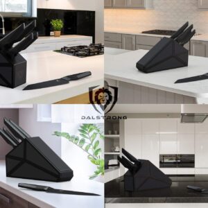 The Shadow Black Series 5-Piece Knife Block Set Bundle with The Shadow Black Series 4-Piece Steak Knife Set