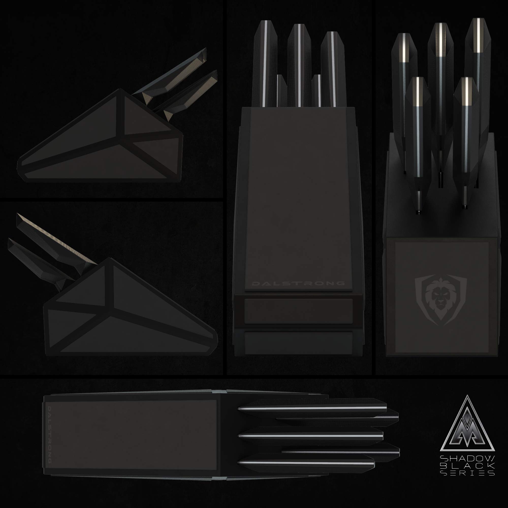 The Shadow Black Series 5-Piece Knife Block Set Bundle with The Shadow Black Series 4-Piece Steak Knife Set