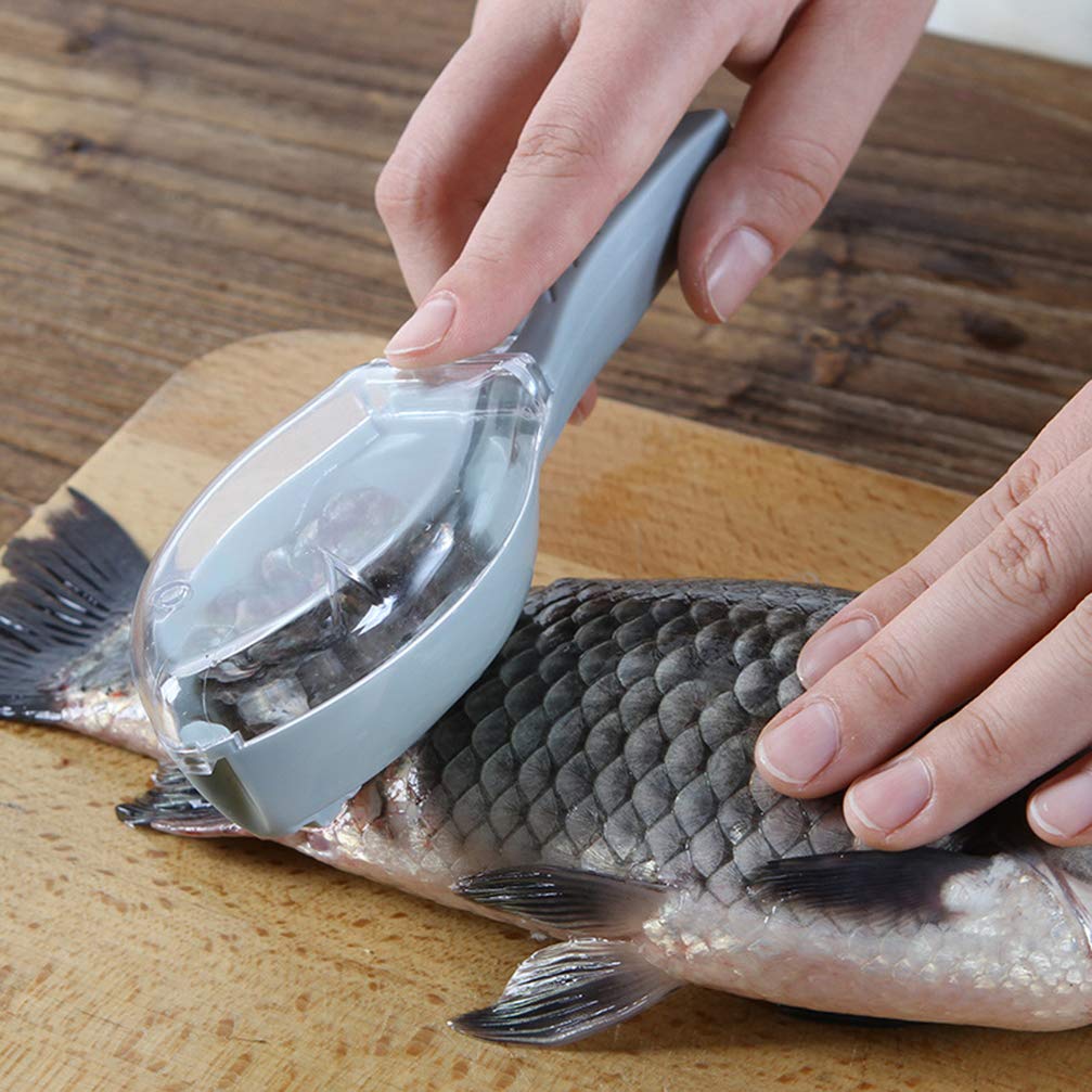 Fish Scaler Scraper Remover, Wosoova Seafood Knives Kitchen Tool for Faster and Easier Fish Scales Skin Removing Peeling (Plastic)
