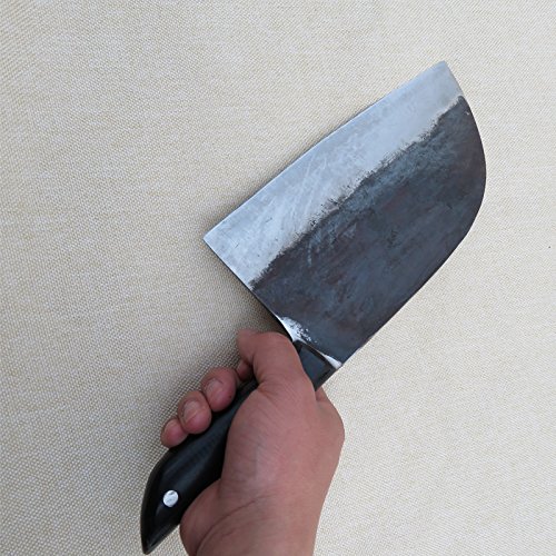 LICAIDAO Handmade Forging Kitchen Chef Knife Meat Cleaver Butcher Knife Vegetable Cutter with High Carbon Clad Steel (Black handle)