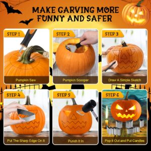 Halloween Pumpkin Carving Kit, NEW 21PCS Safe and Easy Pumpkin Carving Tools for Kids, Professional Pumpkin Carving Set with Stainless Steel Pumpkin Carving Stencils for Halloween Decoration