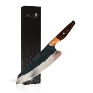 bear creek knives | antero 8" kiritsuke chef knife | ultrafine 3-step-honed blade | 440c stainless steel | double-beveled cutting edge | rosewood handle