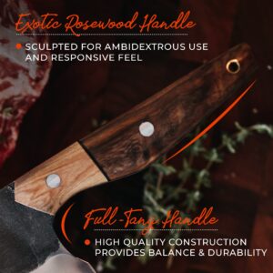 Bear Creek Knives | Antero 8" Kiritsuke Chef Knife | UltraFine 3-Step-Honed Blade | 440c Stainless Steel | Double-Beveled Cutting Edge | Rosewood Handle