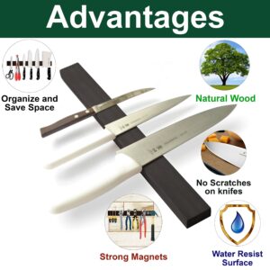 10 Inch Black Wood Magnetic Knife Strip Use as Magnetic Knife Holder - Magnetic Knife Rack - Magnetic Knife Bar - Wall Kitchen Magnetic Utensil Holder