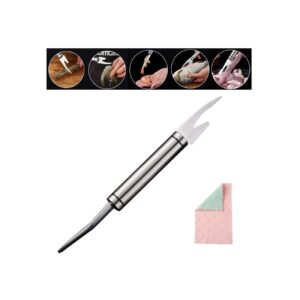2023 new 5 in 1 multifunctional shrimp line fish maw knife with cleaning cloth, 304 stainless steel shrimp peeler, fish scale remover, kitchen fish and shrimp, duck intestine cleaner (1pcs)