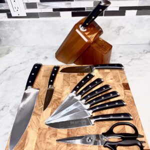 Cangshan S Series 1023961 German Steel Forged 12-Piece Knife Block Set, Acacia