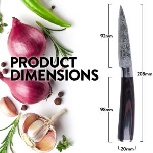 KOI ARTISAN 3.5 Inch Paring Knife, 1 Count, Versatile & Heavy-Duty Mini Chef's Knife for Peeling, Trimming, Slicing Garlic, Onions, Cutting Small Fruits & Vegetables