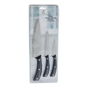 emeril lagasse 3-piece stamped kitchen knife set - 8” chef knife, 5” serrated utility knife, & 3.5” paring knife - effortlessly slice fruits & meats